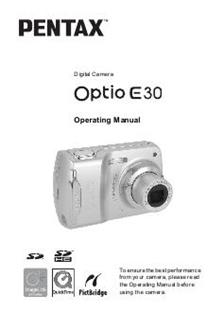 Pentax Optio E30 manual. Camera Instructions.